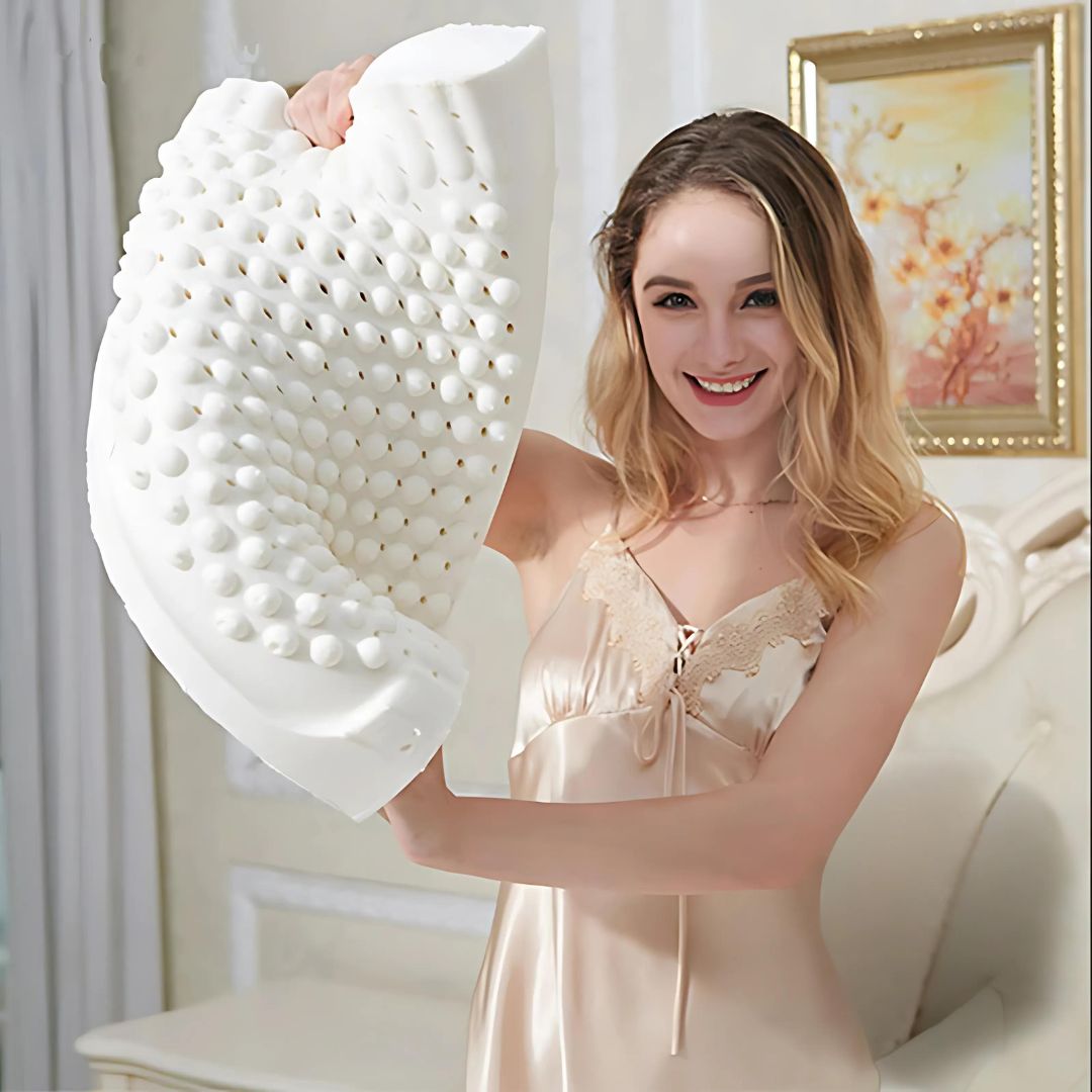 EcoNeck Comfort | 100% Naturkautschuk Orthopädisches Kissen - gegen Nackenschmerzen - Bequemes und Unterstützendes Kissen - Besserer Schlaf - Wellness Brehn