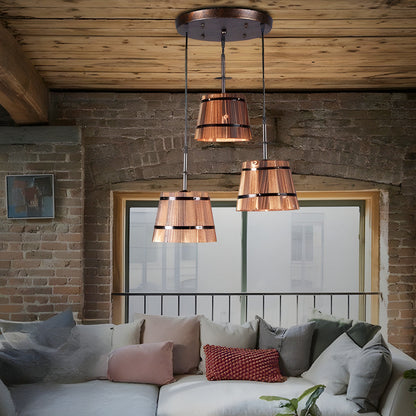 Brehn | BucketGlow Pendelleuchte - Holz Eimer Pendellampe für eine gemütliche Bar