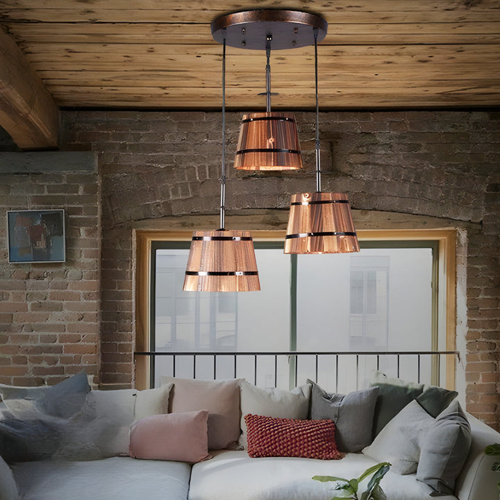 Brehn | BucketGlow Pendelleuchte - Holz Eimer Pendellampe für eine gemütliche Bar