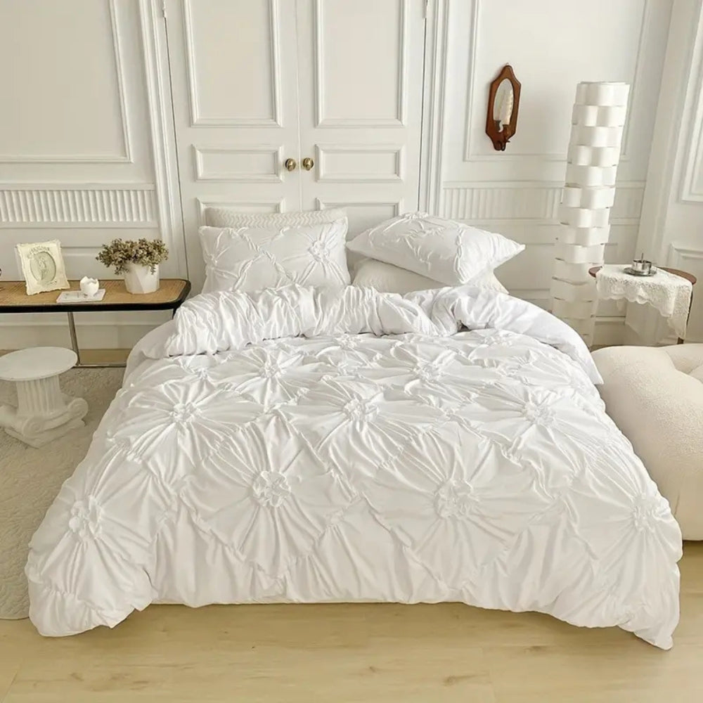 Bettwäsche-Set mit Falten und floralem Design