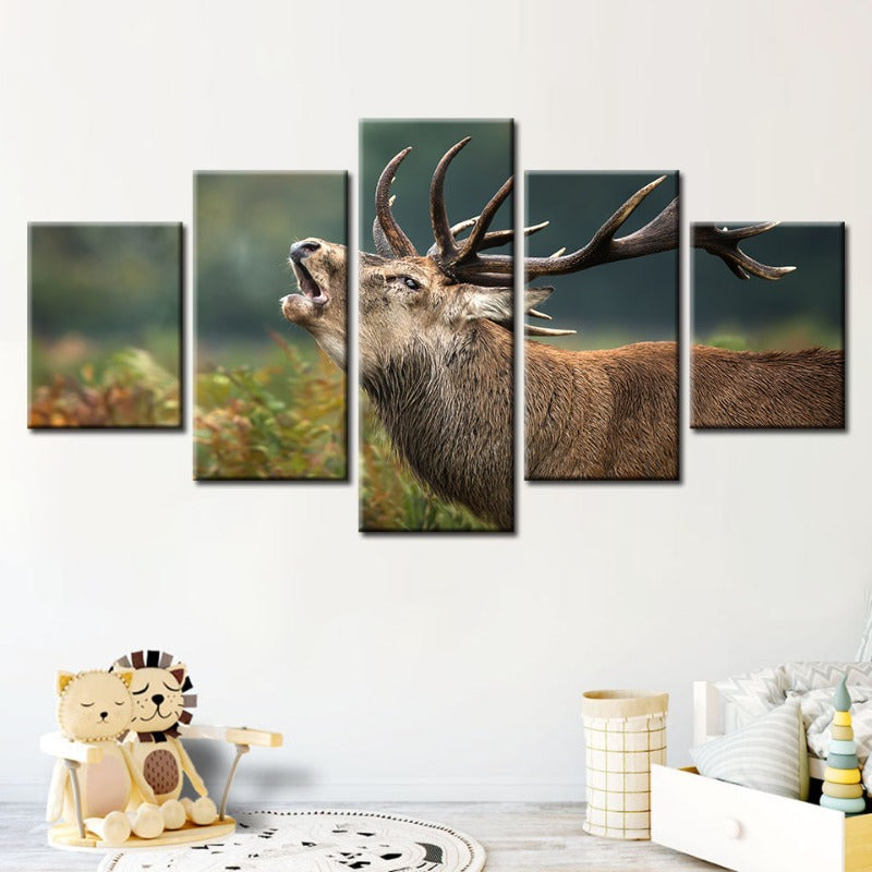 5 Stück blöckendes Elch - Leinwand Wandkunst Malerei
