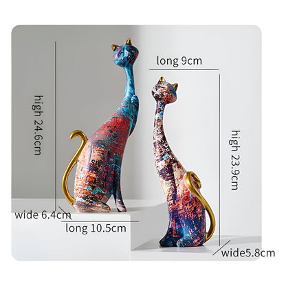 Sweet Lovers - Handgemalte Katzenpaar-Skulptur für ewige Zuneigung | Brehn