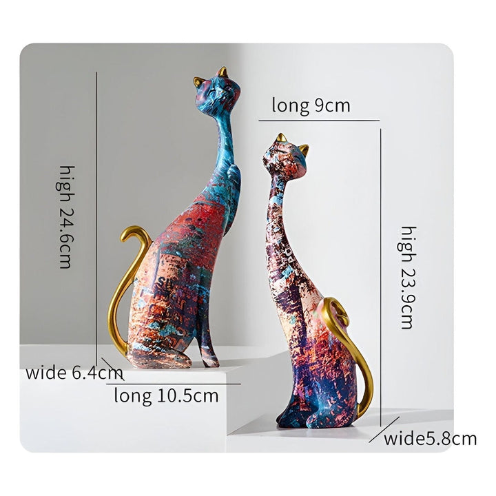 Sweet Lovers - Handgemalte Katzenpaar-Skulptur für ewige Zuneigung | Brehn