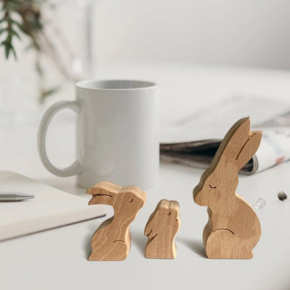 Brehn | Niedliche Tierfamilien-Ornament, Holz-Puzzle-Figur - 🎁Liebesgeschenk