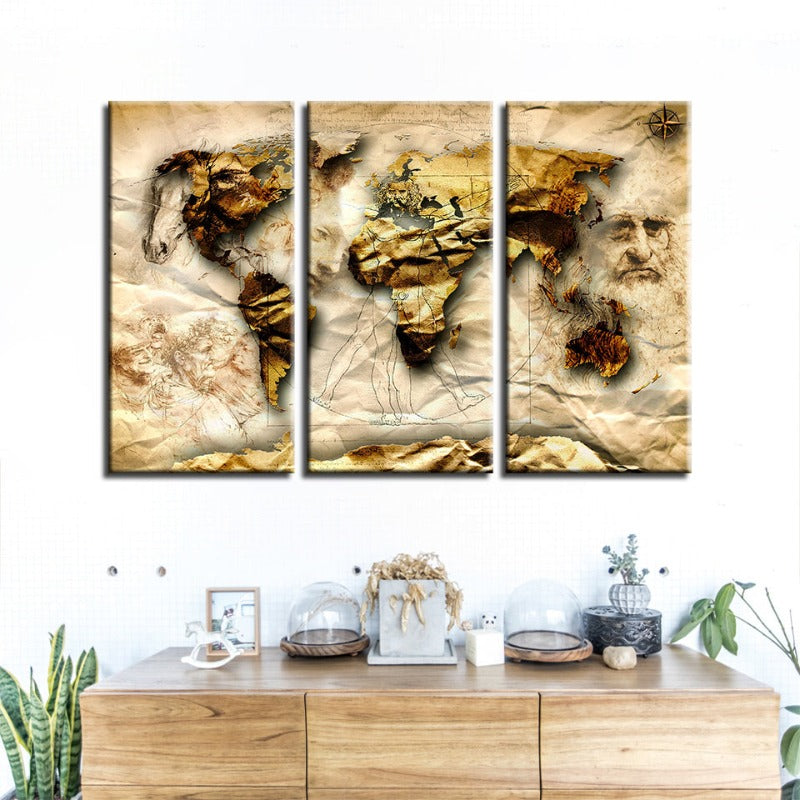 Schöne alte Welt klassische Weltkarten - Leinwand Wandkunst Gemälde