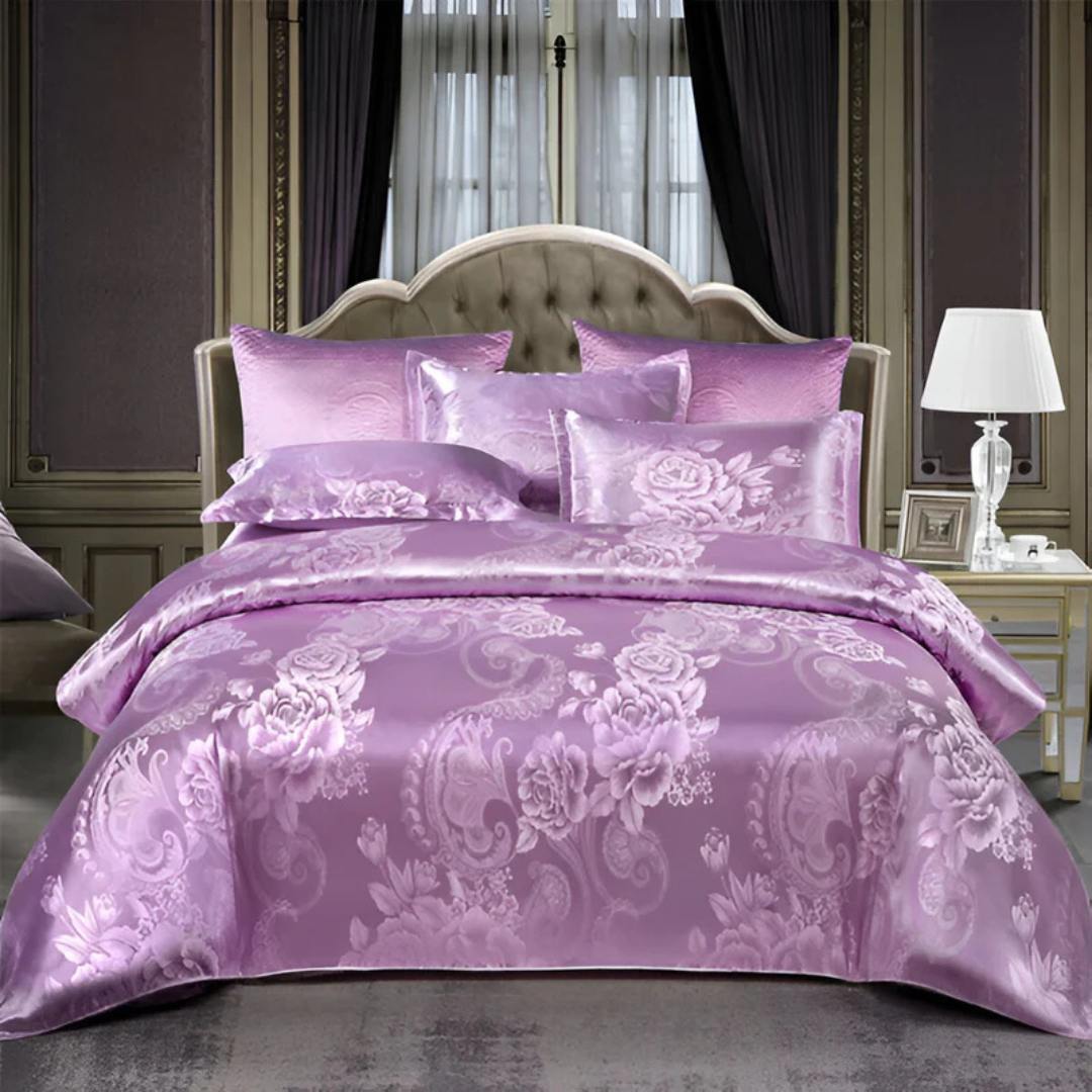 Brehn | Schönes Satin Bettbezug mit Blumenmuster