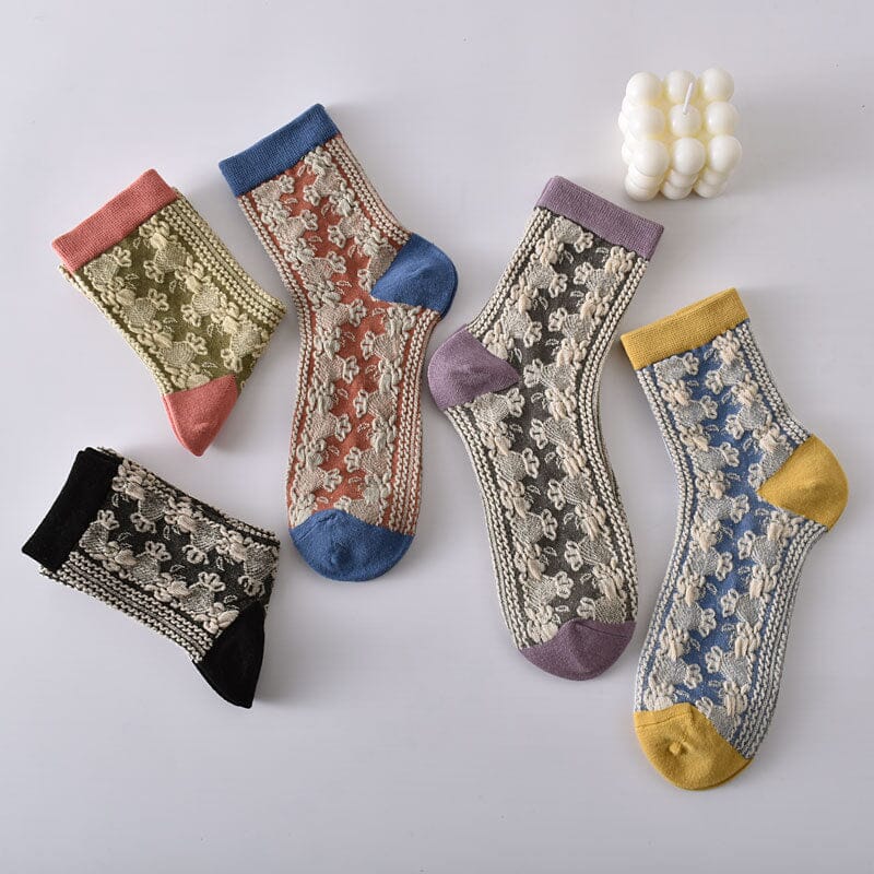 Damen-Baumwollsocken mit Blumenmuster (10 Paar)
