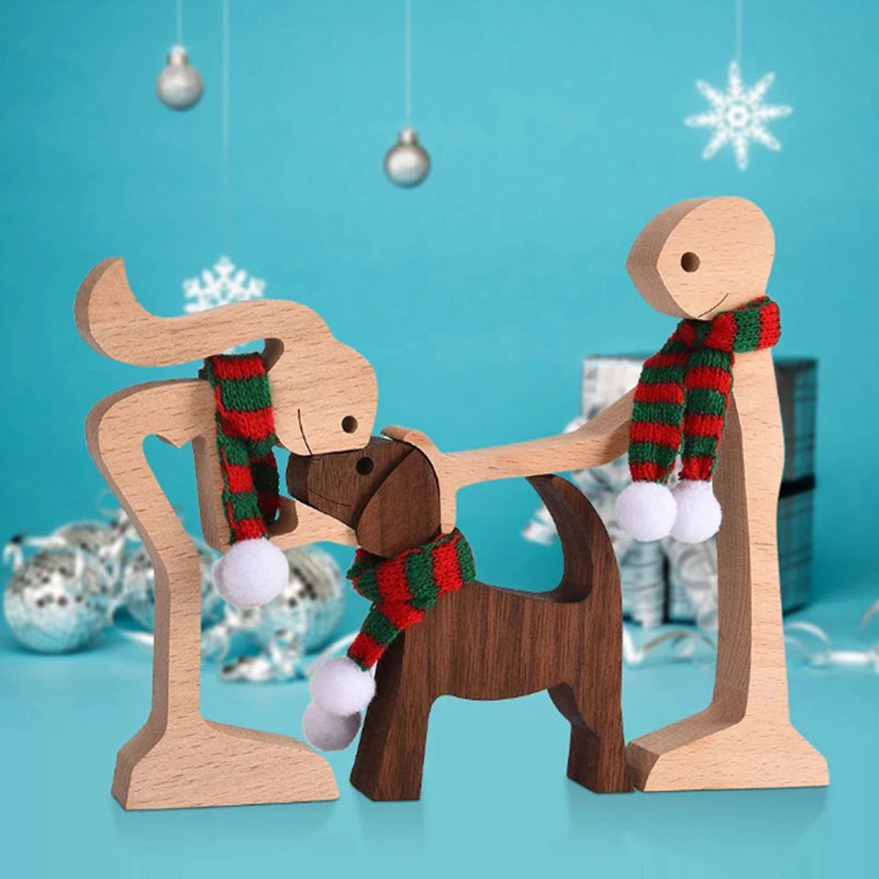 Brehn | Geschenk für Tierliebhaber - Holzskulptur Tisch Ornamente - Die Liebe zwischen Ihnen und Ihrem pelzigen Freund