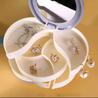 Brehn | Schmuckbox - 360° drehbare Aufbewahrungsbox für Schmuck, maximaler Schutz und Organisation