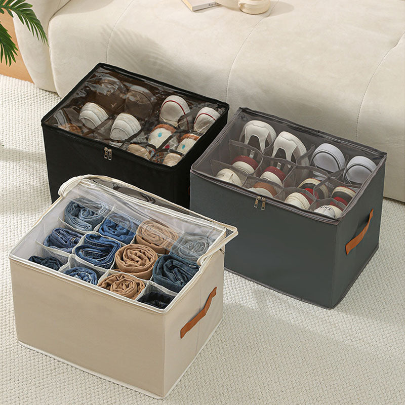 Brehn | Zusammenklappbare Schuh-Organizer-Box mit transparentem Deckel