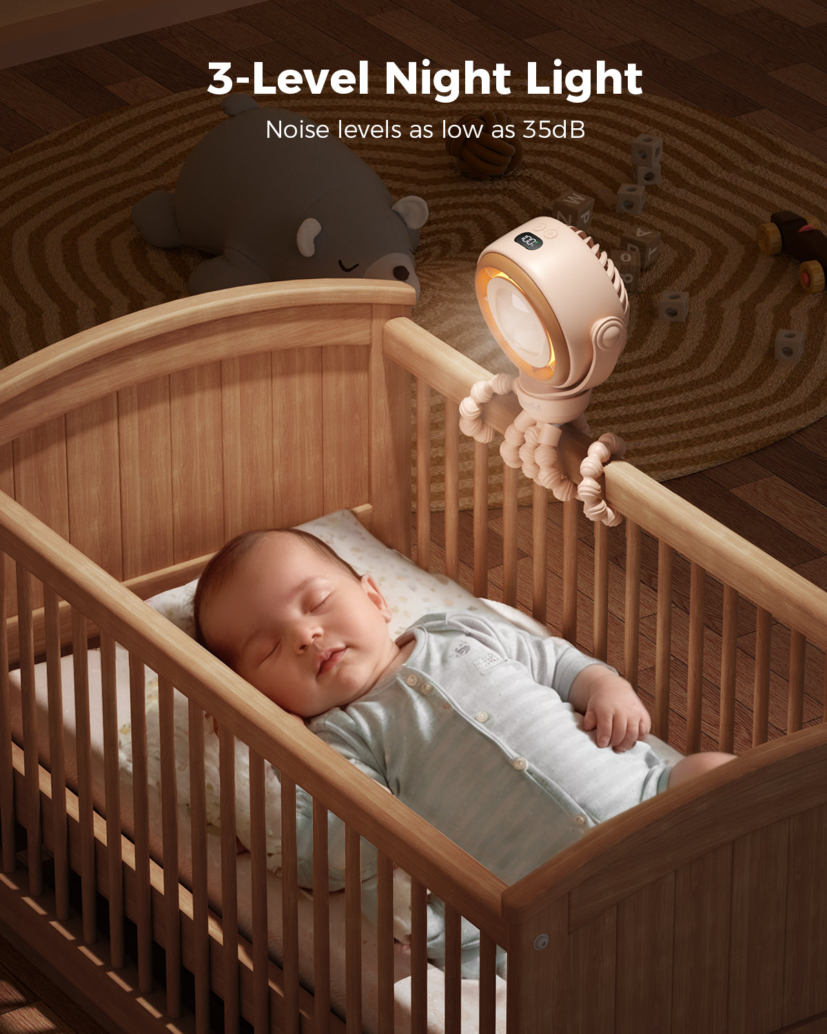 Babywagen Ventilator - 4000mAh Wiederaufladbar 4-Geschwindigkeiten | Brehn