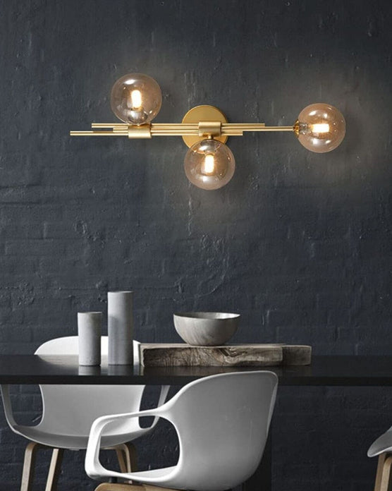 Brehn | 3 Kopf Glas Ball Wandlampe - Bernstein