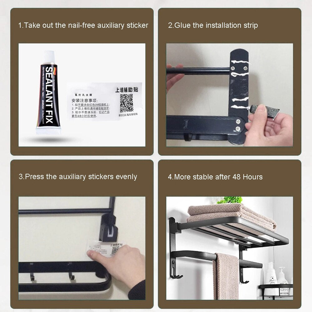 VIvolux | Easy Organizer Badezimmer Aluminium Klappbarer Handtuchhalter