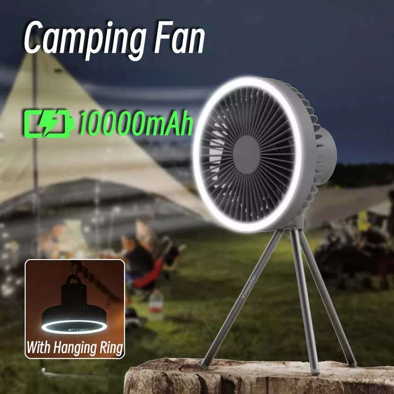 Tragbarer wiederaufladbarer Ventilator mit LED und integriertem Powerbank | Brehn