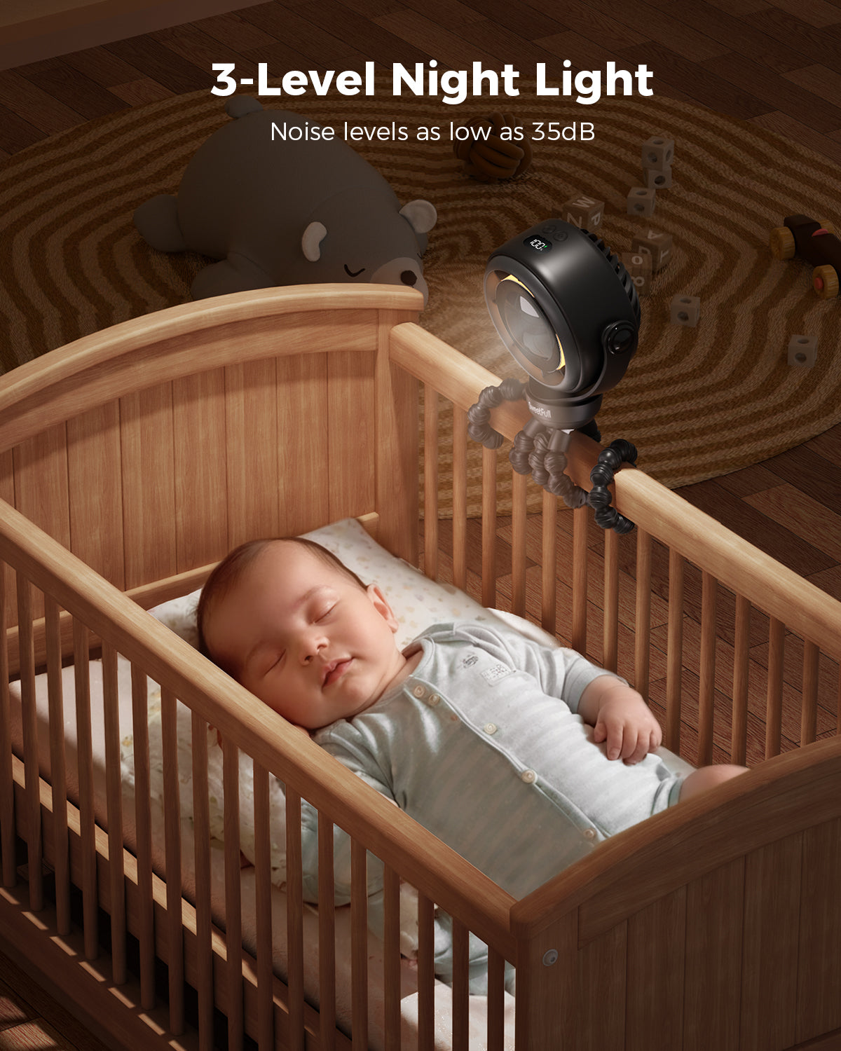 Babywagen Ventilator - 4000mAh Wiederaufladbar 4-Geschwindigkeiten | Brehn