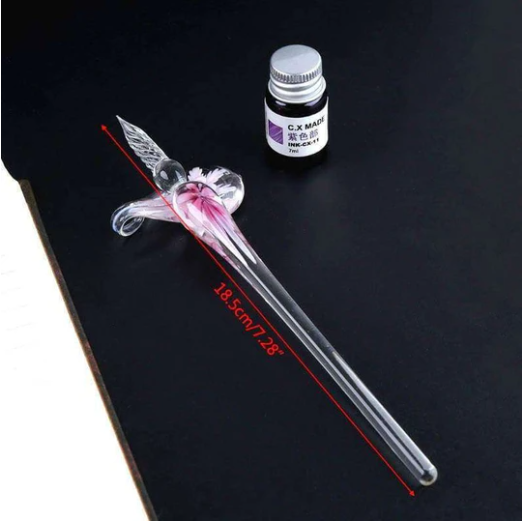 Glas Kalligrafie-Stift Set mit Tinte und Stiftablage