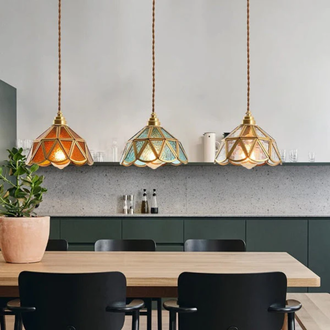 Brehn | Design Pendelleuchte Buntglas