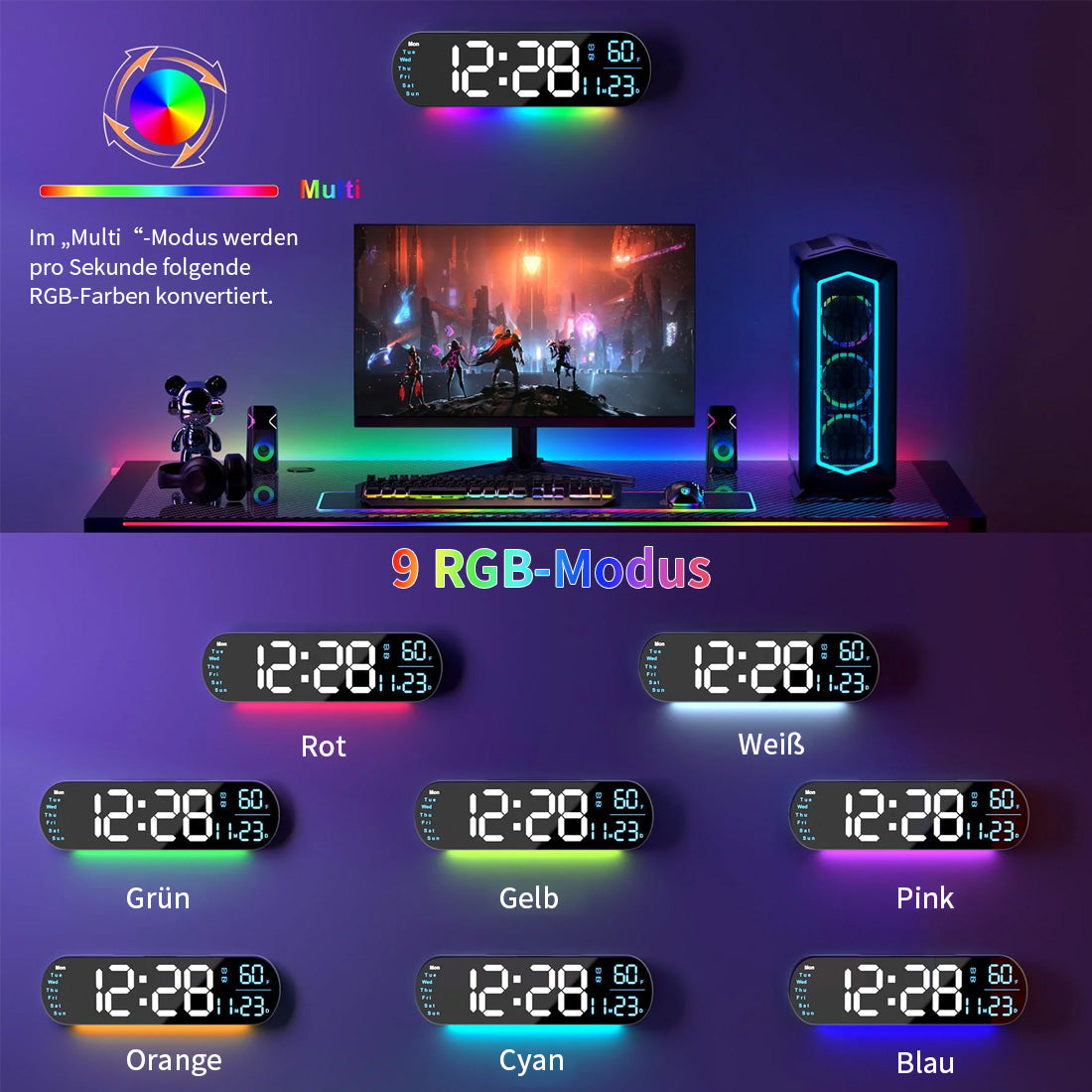 Saker Multifunktionsuhr mit LED-Anzeige | Brehn