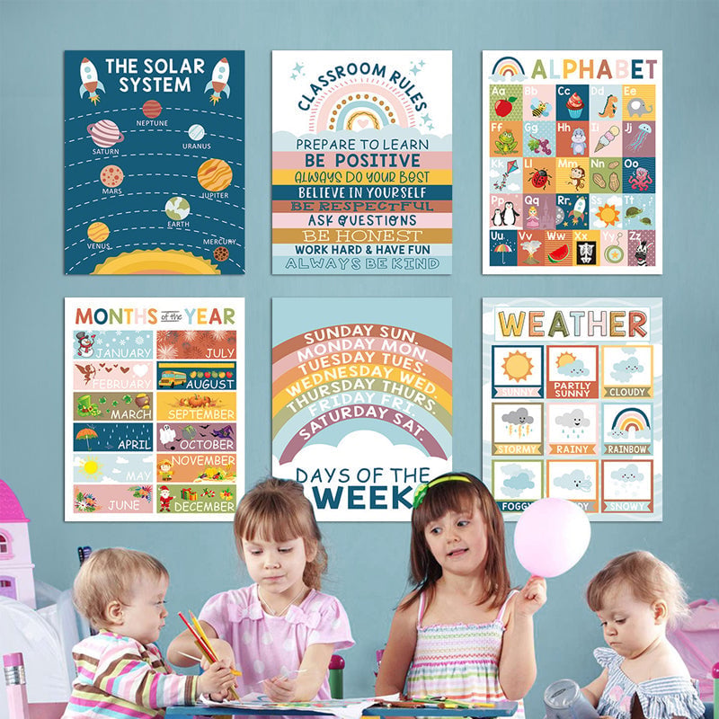 Brehn | 📚Boho PreK Bildungsplakate 16 Stück