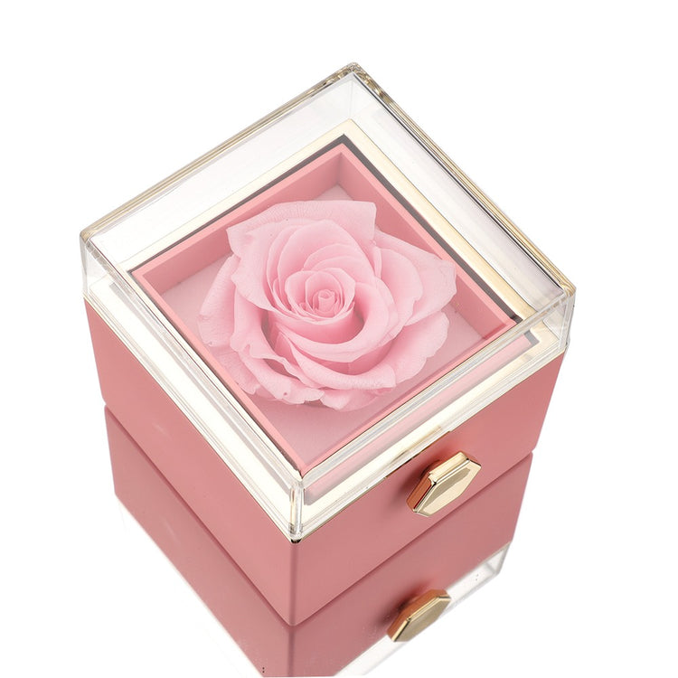 [Ideales Geschenk] Ewige Rosenbox - Mit gravierter Halskette & künstlicher Rose