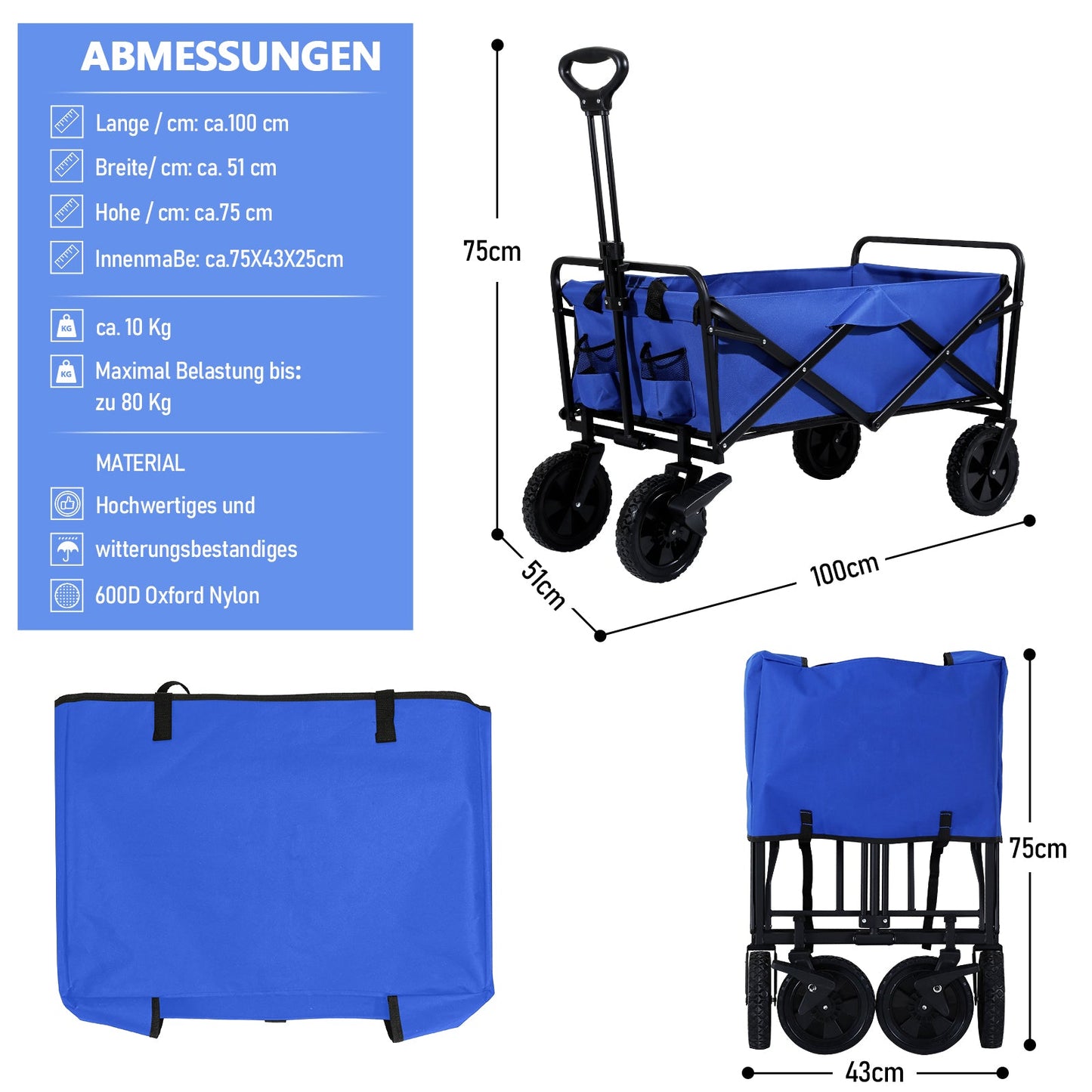 Bollerwagen Kippwagen Transportwagen 100kg Belastbarkeit | Brehn
