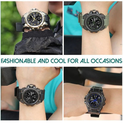 Sportliche Herrenarmbanduhr mit Dual-Display-Modus, multifunktional, wasserdicht und leuchtend