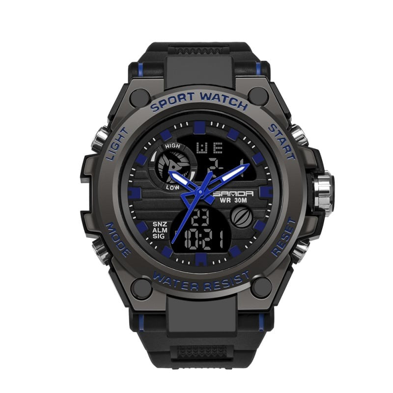 Brehn | Sportliche Dual-Display Mode Multifunktionale wasserdichte leuchtende Herrenarmbanduhr