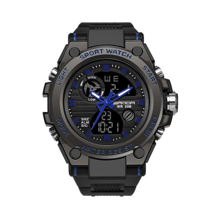 Sportliche Herrenarmbanduhr mit Dual-Display-Modus, multifunktional, wasserdicht und leuchtend