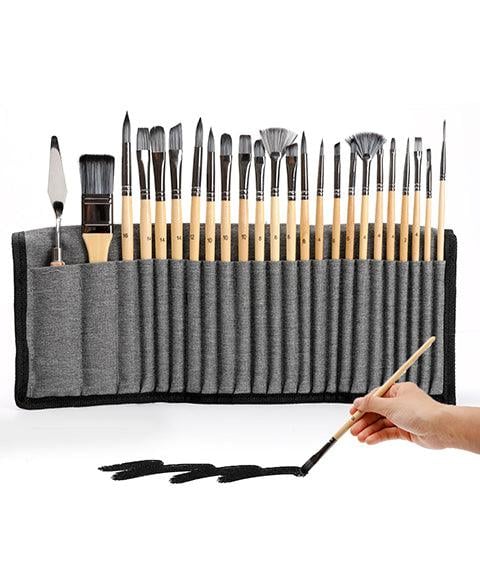 Pinselset 24-teilig mit Rollmappe und Malmesser | Brehn