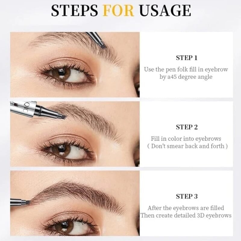 3D wasserfester Microblading-Augenbrauenstift mit 4 Gabelspitzen, Tattoo-Stift