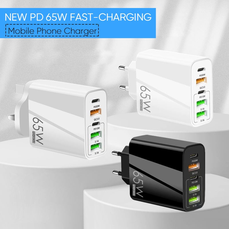 Multi-Port-Adapter 65W Schnellladegerät - US-Standard | Brehn