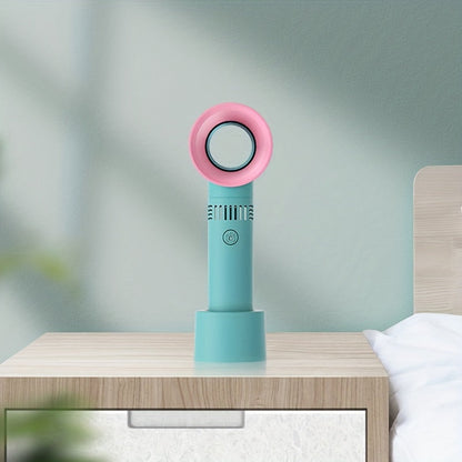 1 Stück USB wiederaufladbarer bladeless Handheld Ventilator - Tragbarer mini Tischventilator mit 3 Geschwindigkeiten für Reisen, Camping, Büro und Raumnutzung | Brehn