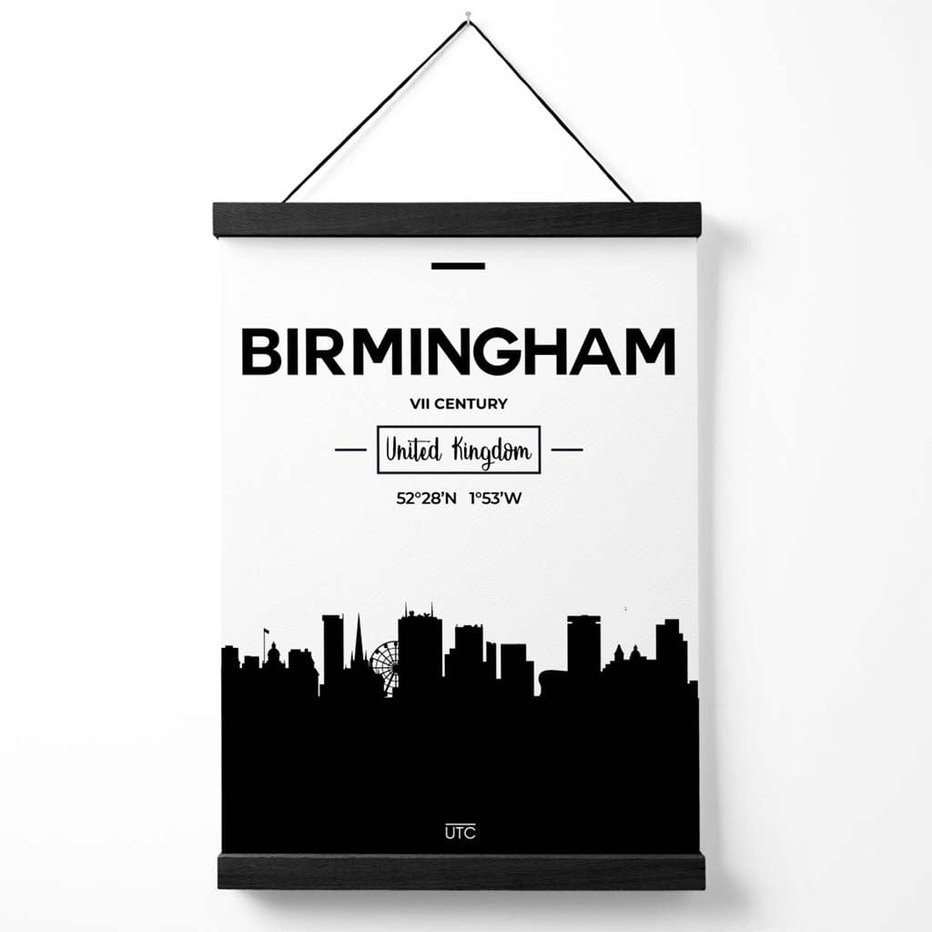 Birmingham Schwarz-Weiß-Poster mit Skyline-Motiv (inkl. Aufhänger)