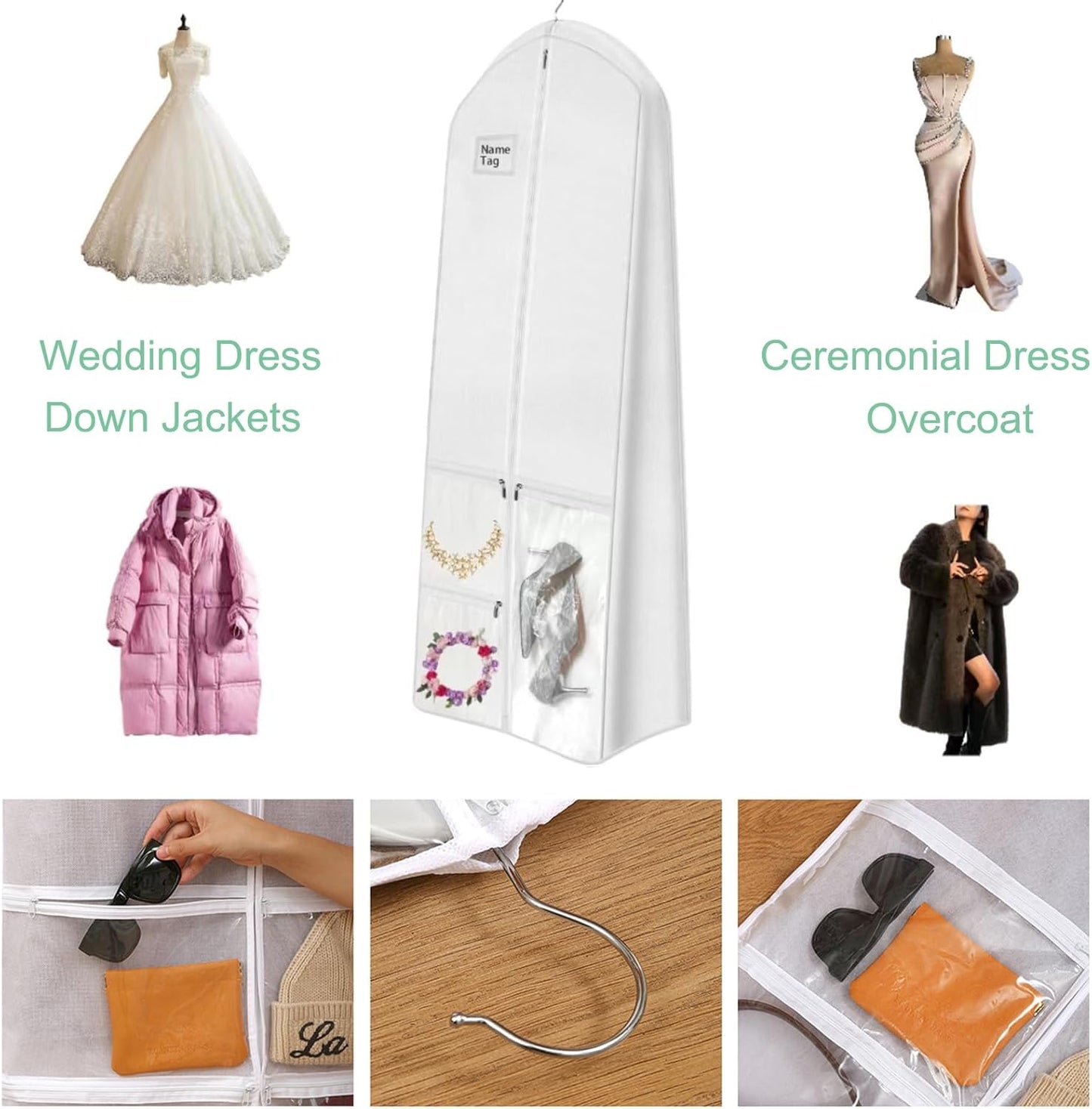Brehn | Langes Hochzeitskleid Aufbewahrungsset – Staubdichtes Hochzeitskleid Tasche (1+1 GRATIS)