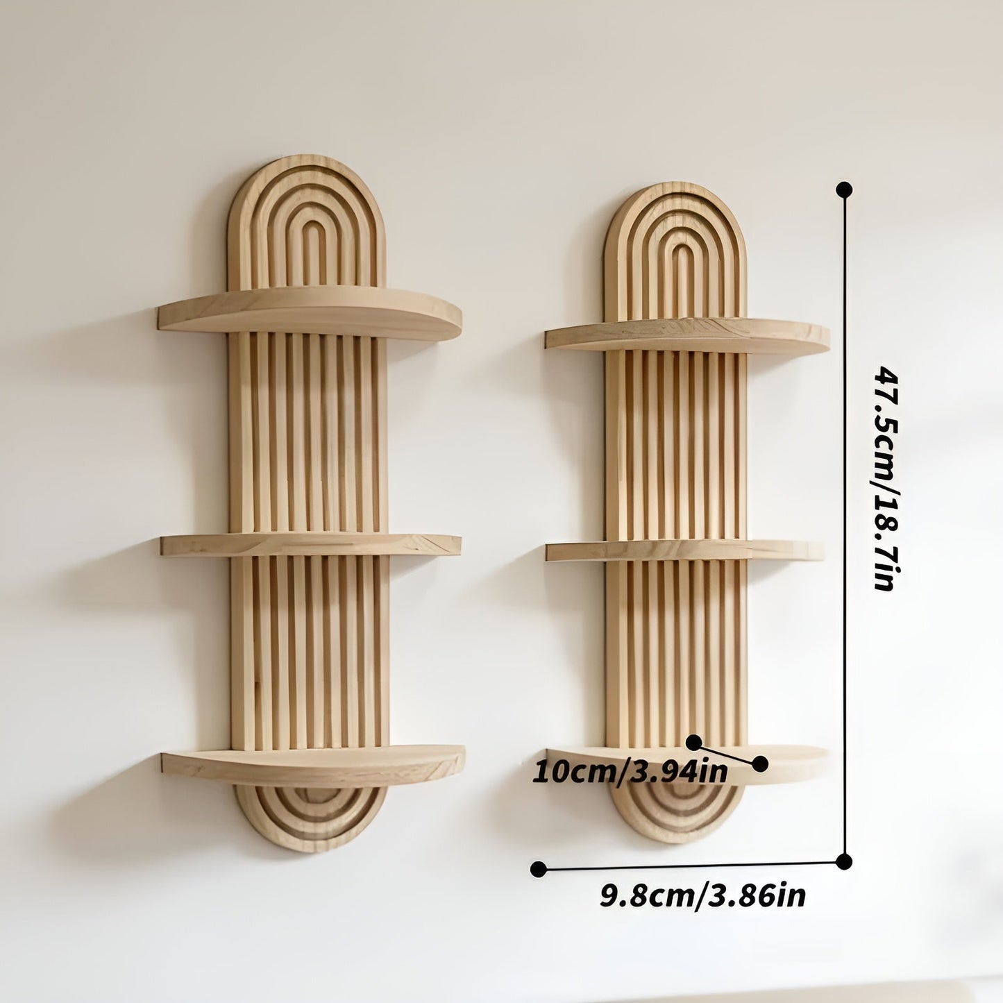Boho-Wandregal aus Massivholz – mehrstufig und platzsparend | Für Wohnzimmer, Schlafzimmer und Flur