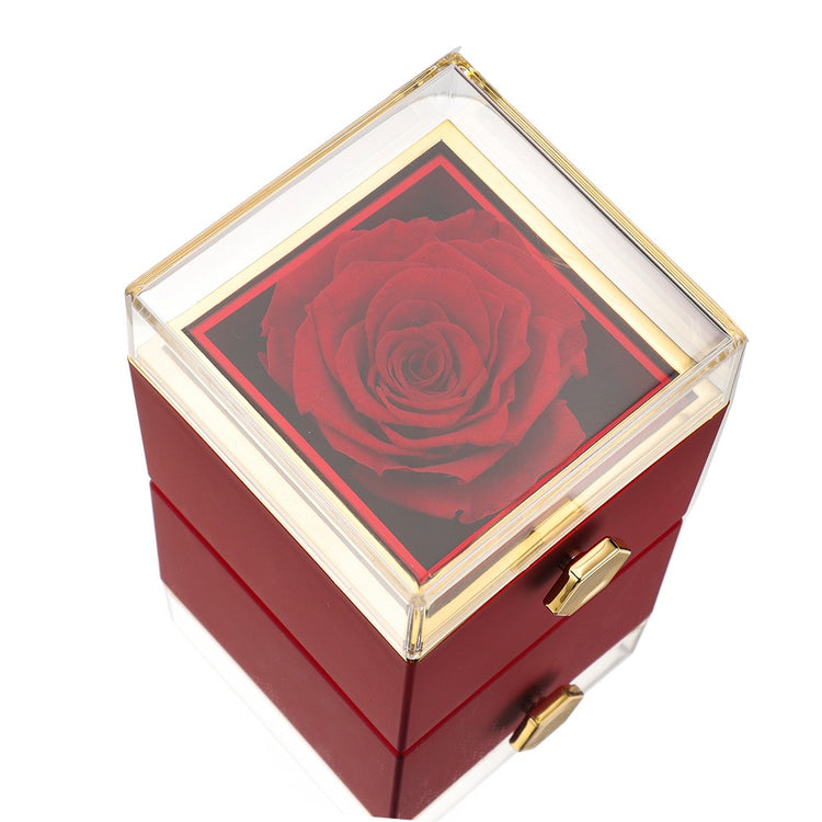 Brehn | [Ideales Geschenk] Ewige Rosenbox - Mit gravierter Halskette & künstlicher Rose