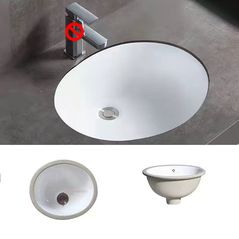 Modern Unterbauwaschbecken Oval Porzellan mit Pop-Up Abfluss