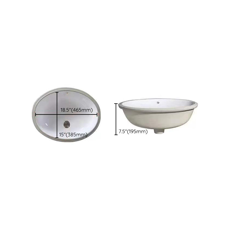 Modern Unterbauwaschbecken Oval Porzellan mit Pop-Up Abfluss
