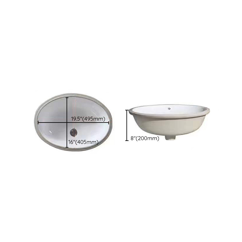 Modern Unterbauwaschbecken Oval Porzellan mit Pop-Up Abfluss