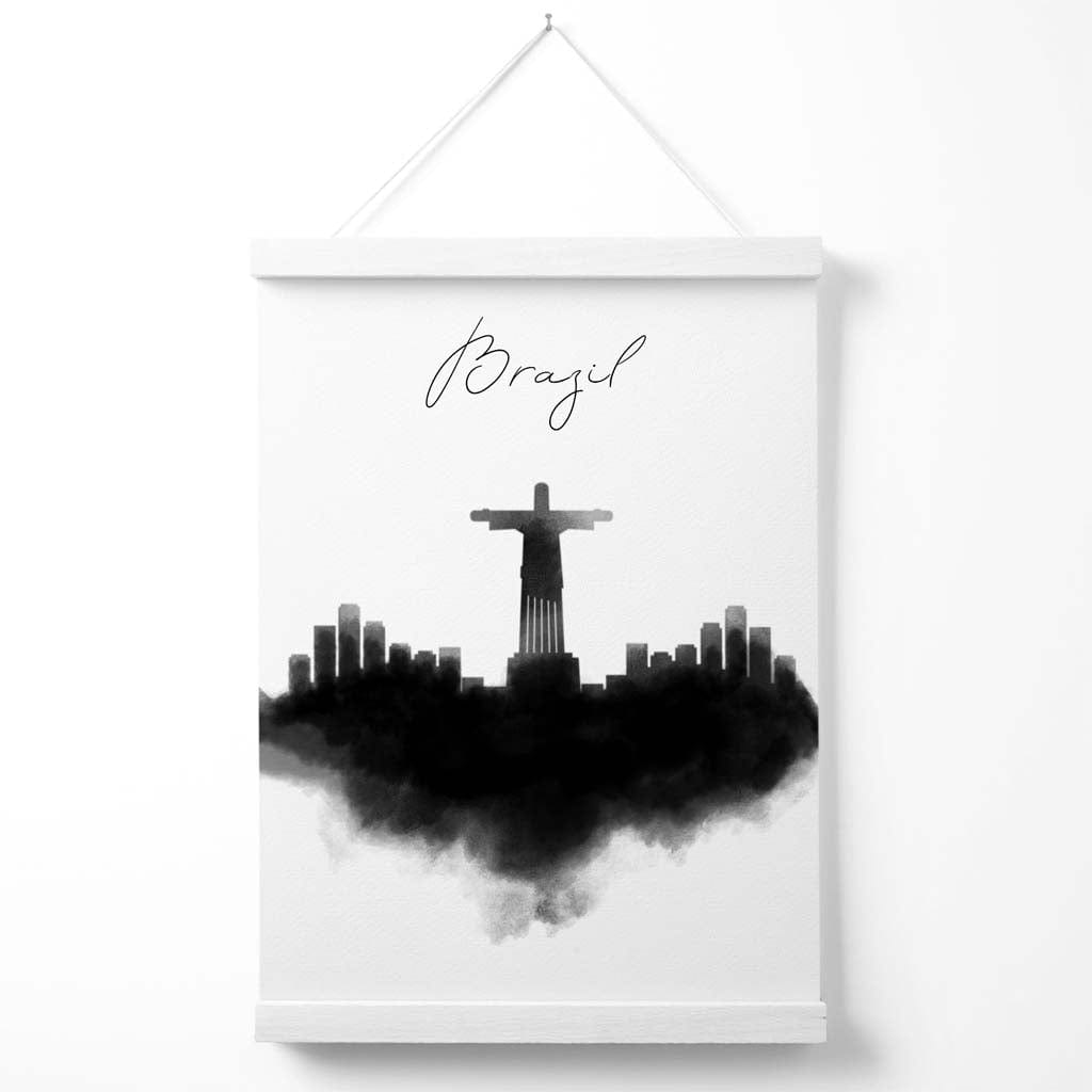 Brasilien Aquarell-Skyline-Stadtposter mit Aufhänger