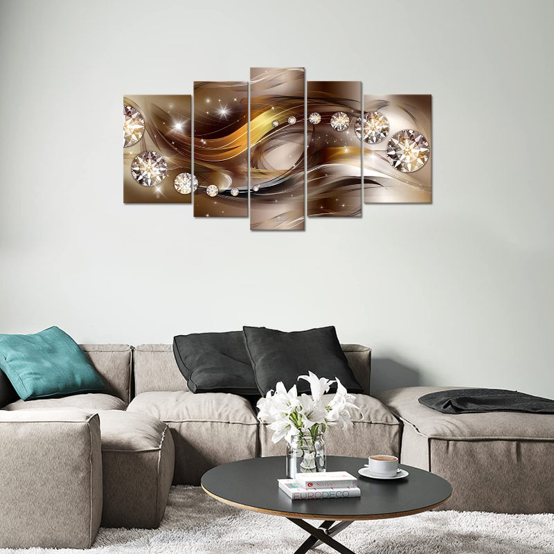 Set mit 5 braunen Diamanten auf Leinwand – Wandbild