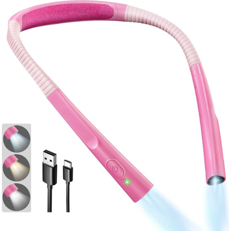 Brehn | LED Nackenleselampe, Buchlicht zum Lesen im Bett, 3 Farben, 6 Helligkeitsstufen, biegbarer Arm, wiederaufladbar, langlebig, perfekt zum Lesen, Stricken, Campen, Reparieren