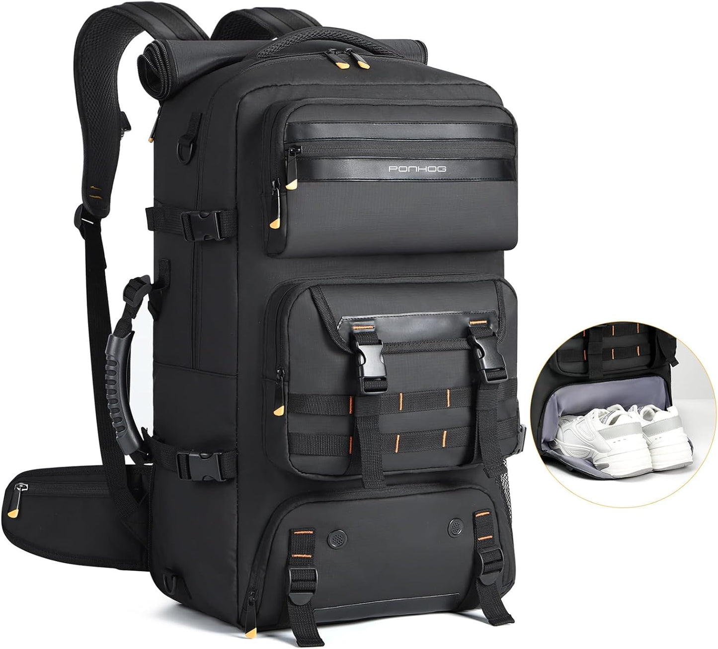 50L Flugbereiter Umwandelbarer Reise-Rucksack mit Schuhfach & USB-Anschluss | Brehn