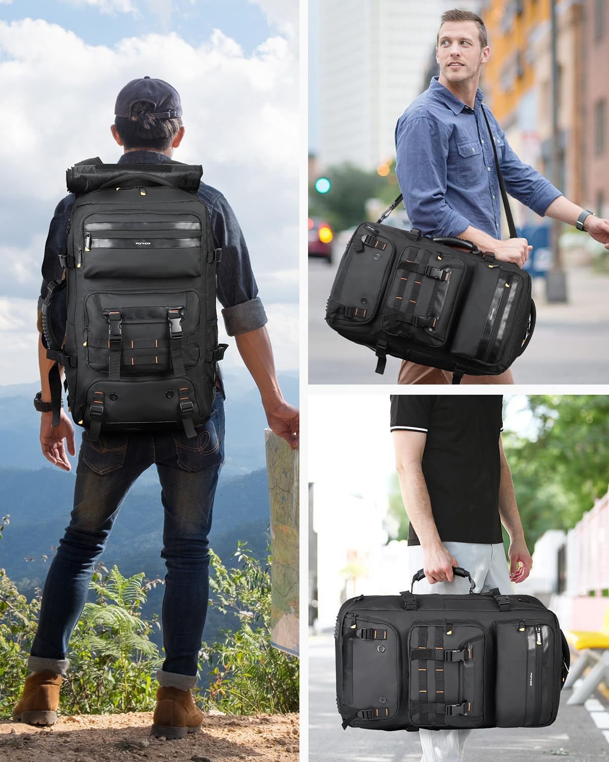 50L Flugbereiter Umwandelbarer Reise-Rucksack mit Schuhfach & USB-Anschluss | Brehn