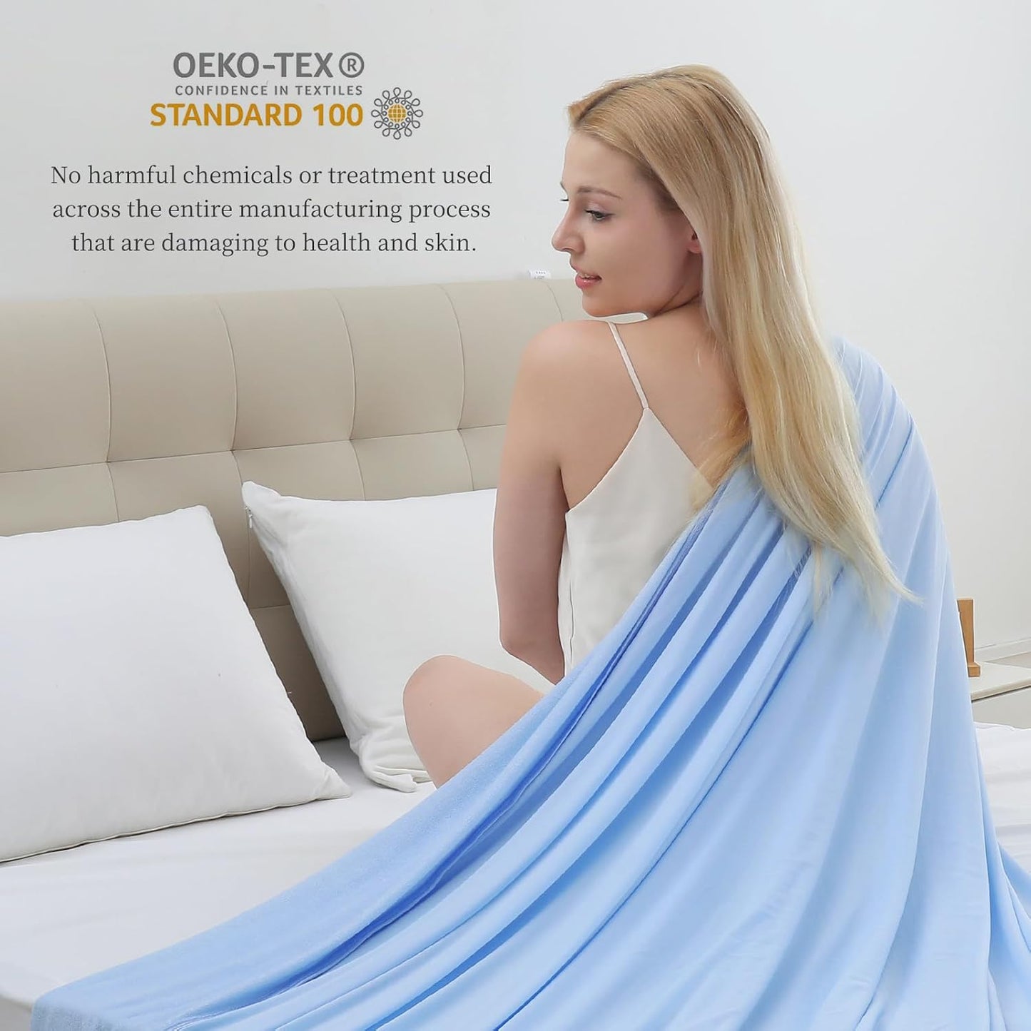 Cool Fiber Q-Max 0.4 Doppelseitige Eis-Seiden-Kühldecke – See blau | Brehn