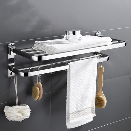 Zeitgenössisches Badezimmer-Accessoire-Set aus verchromtem Edelstahl mit Bademantelhaken/Handtuchstange
