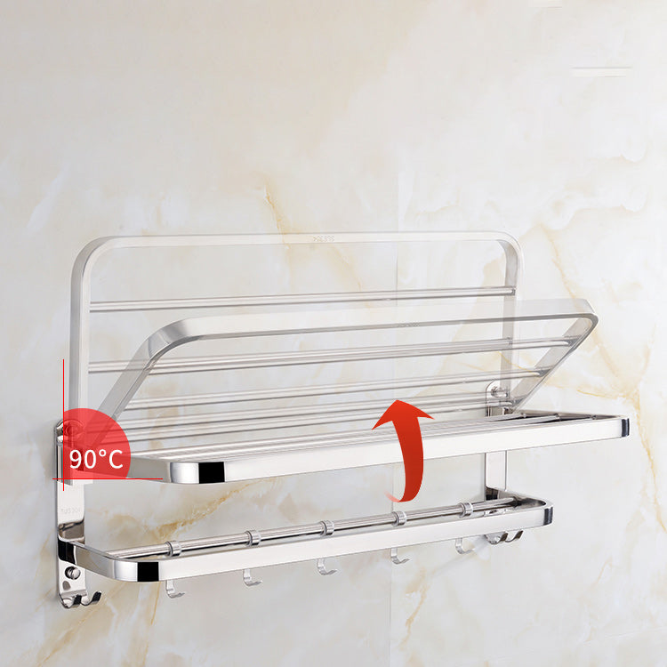 Zeitgenössisches Badezimmer-Accessoire-Set aus verchromtem Edelstahl mit Bademantelhaken/Handtuchstange