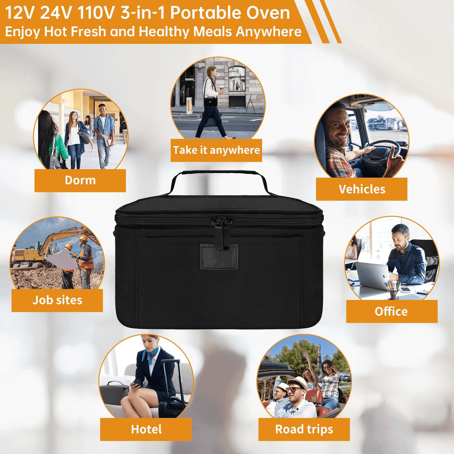HeatGo Pro – Elektrischer tragbarer Lebensmittelwärmer Lunchbox mit 3-in-1 Anschluss | Brehn