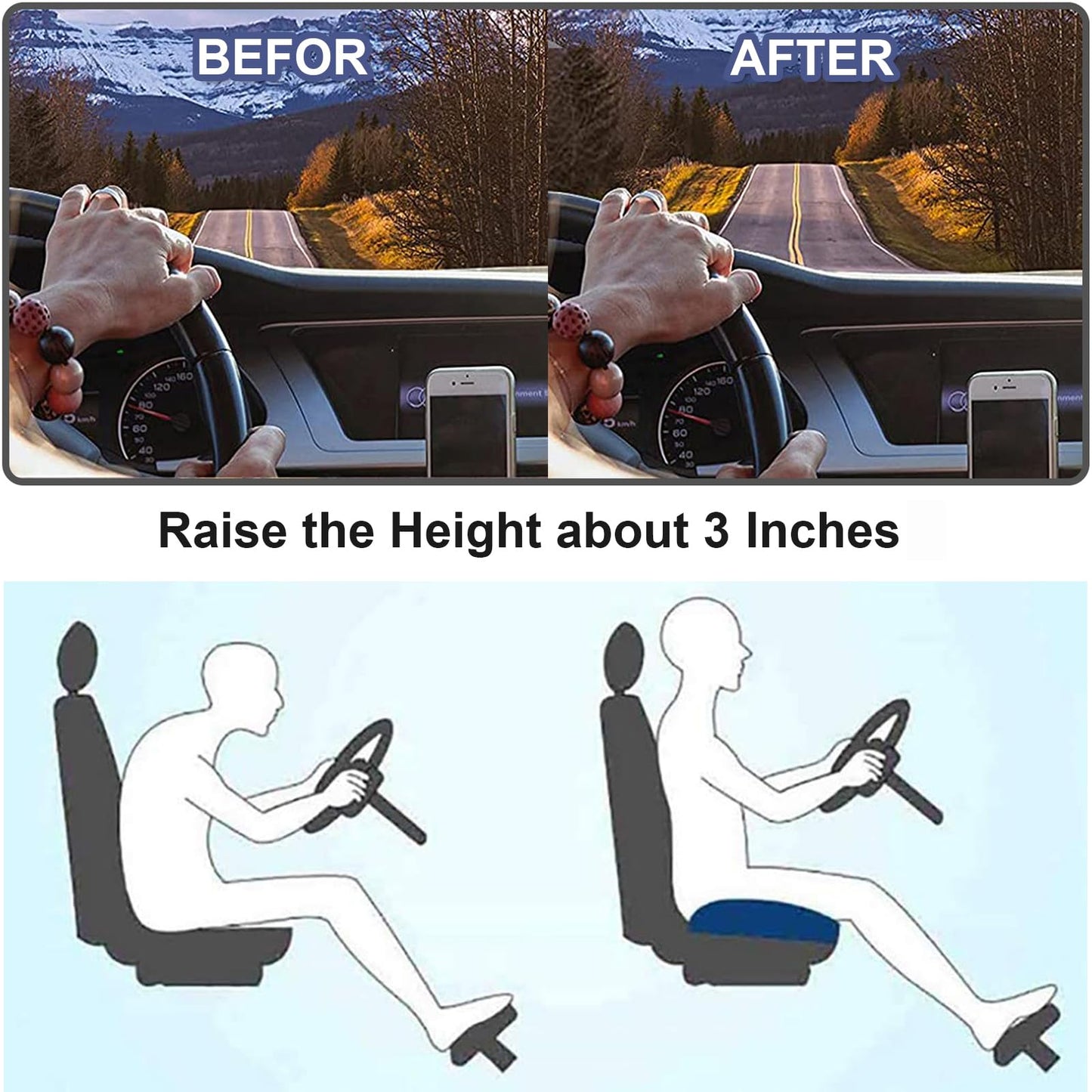 ZitComfort Ergonomisches Sitzkissen für Auto & Büro – Bessere Sitzhöhe und Haltung | Brehn