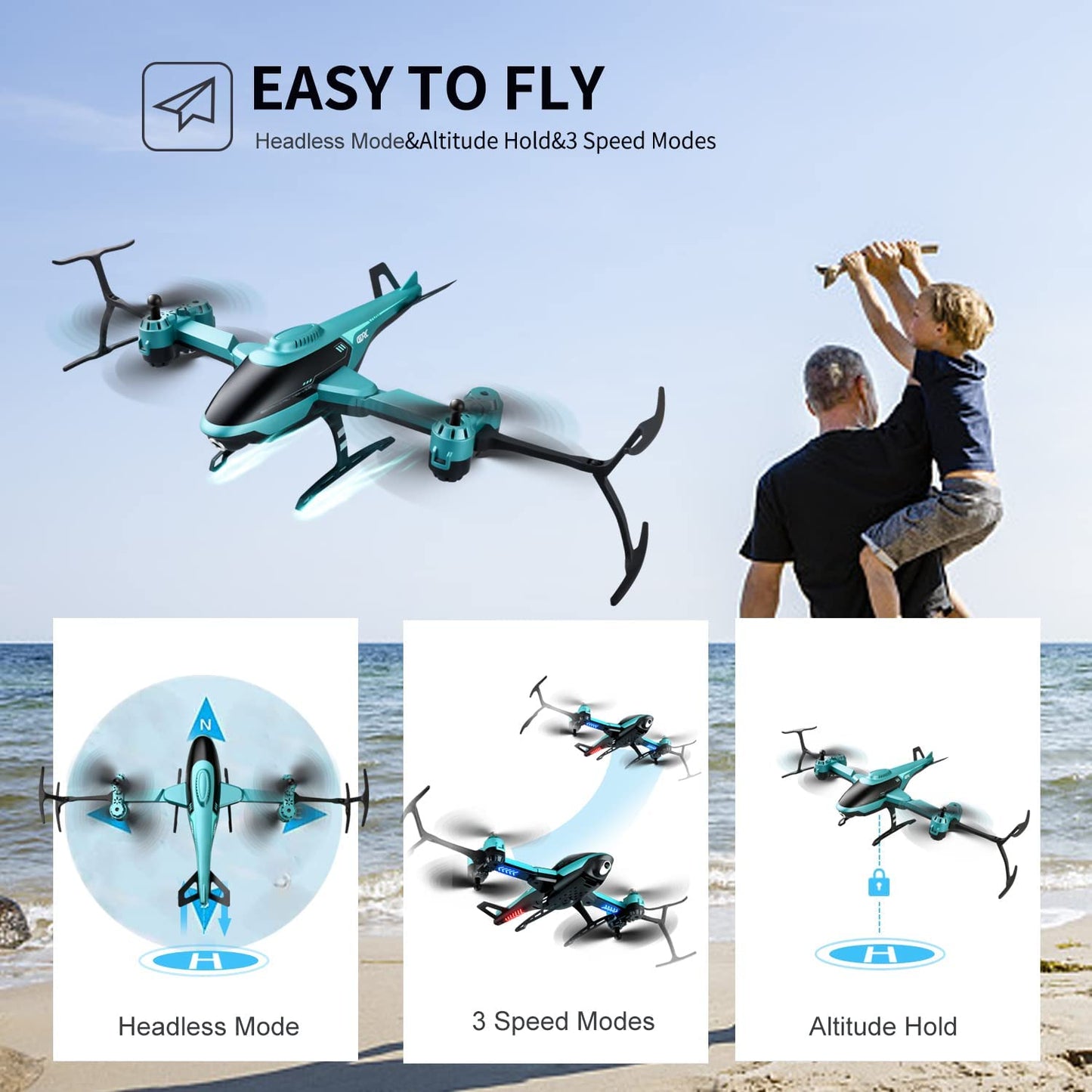 Brehn | 4DRC FPV-Kameradrohne | 1080P HD-Optik & Echtzeit-Übertragung | Dual-Akku für 30 Min. Flugzeit | 360° Flip & Flugbahn-Planung | Höhenhaltung & Gestensteuerung | Inkl. Propellerschutz